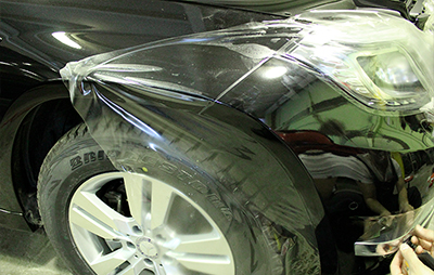 Оклейка передней части Mercedes-Benz GLK прозрачной защитной пленкой