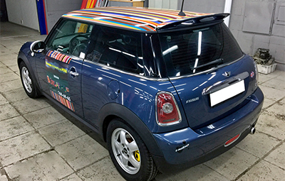 Брендирование Mini Cooper для компании Brit Garage