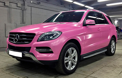 Полная оклейка пленкой розовый металлик Mercedes-Benz ML
