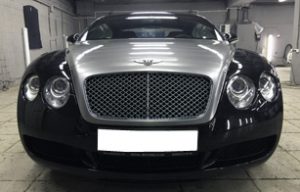 Оклейка пленкой капота, решетки радиатора, заднего спойлера и крышки багажника на Bentley Continental GT