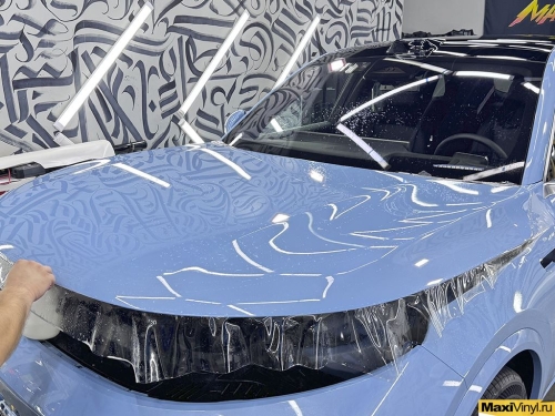 Оклейка зоны риска LiXiang L7 прозрачным глянцевым полиуретаном