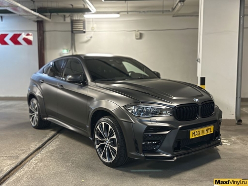 Оклейка BMW X6 F16 в серый матовый металлик