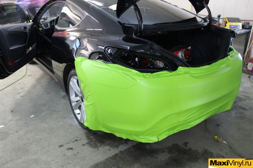 Полная оклейка Hyundai Coupe салатовой пленкой