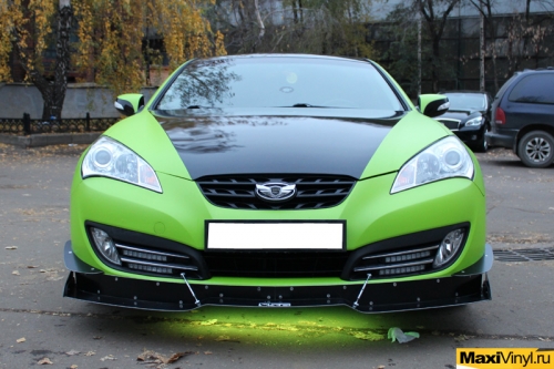 Полная оклейка Hyundai Coupe салатовой пленкой
