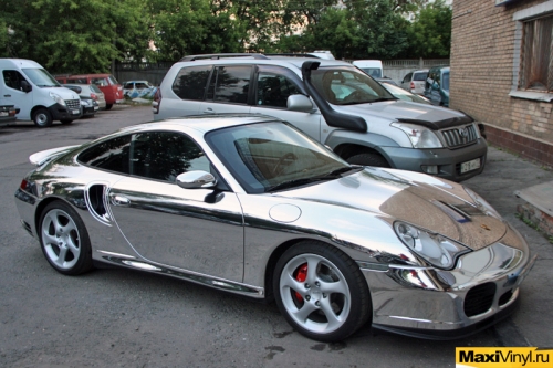 Полная оклейка Porsche 911 Turbo хромированной пленкой