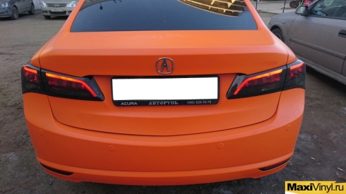 Полная оклейка Acura TLX в оранжевый мат