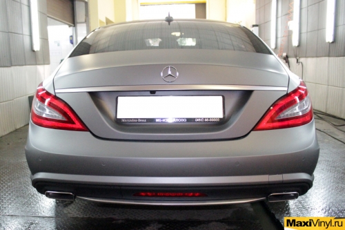 Полная оклейка Mercedes benz CLS пленкой матовый металлик