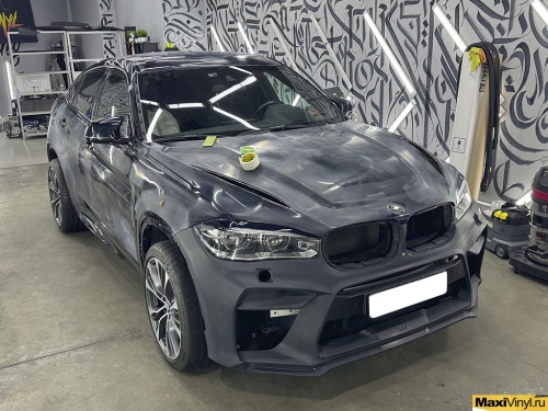 Оклейка BMW X6 F16 в серый матовый металлик